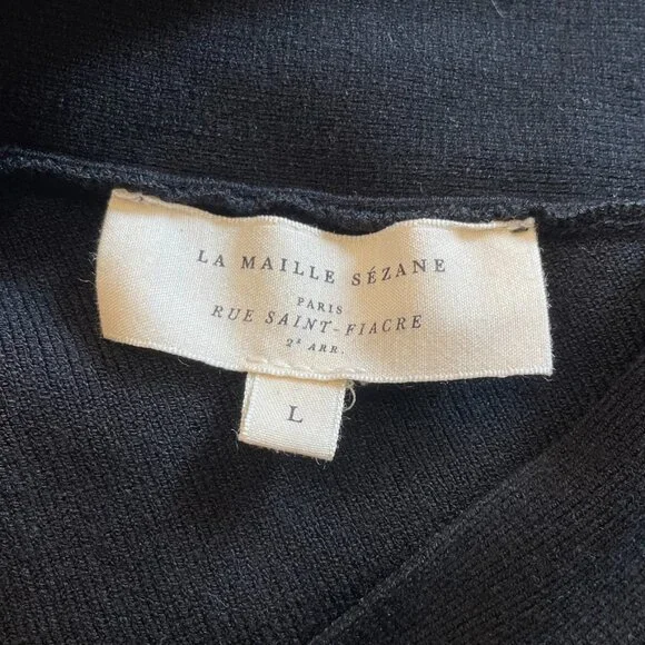 EUC Sezane Kristen Halter Knit Mini Dress Black Large - Picture 5 of 7